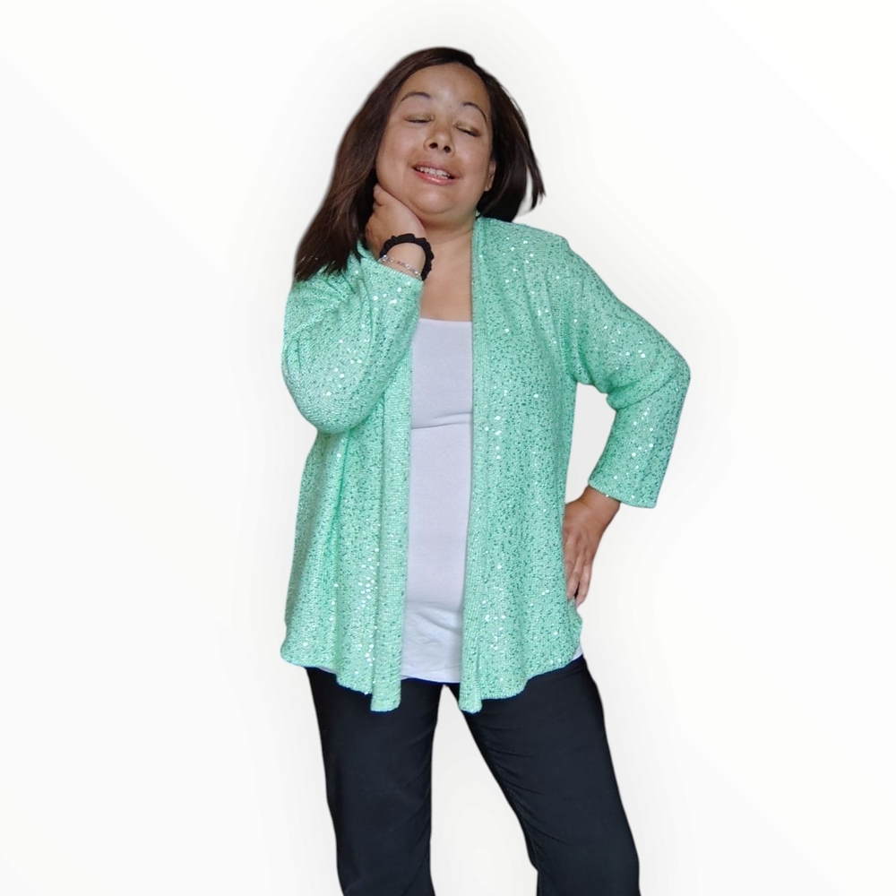 Sparkling Green Sequin Cardigan
